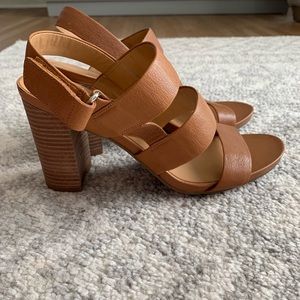 Camel Leather Strappy Heels